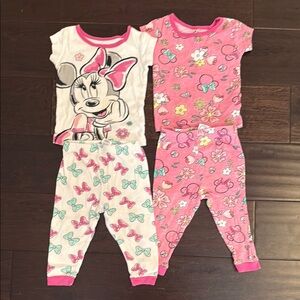 Disney Baby Girls Minnie Mouse Pink and White Pajama Sets for Cozy Comfort